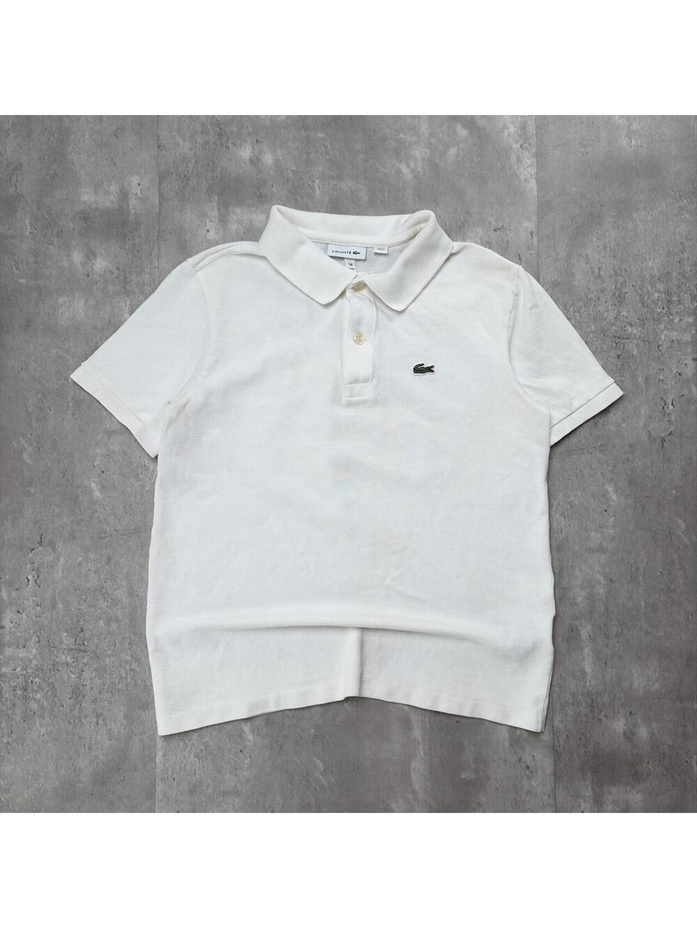 Y2K White Lacoste Grunge Skater Distressed Polo Shirt